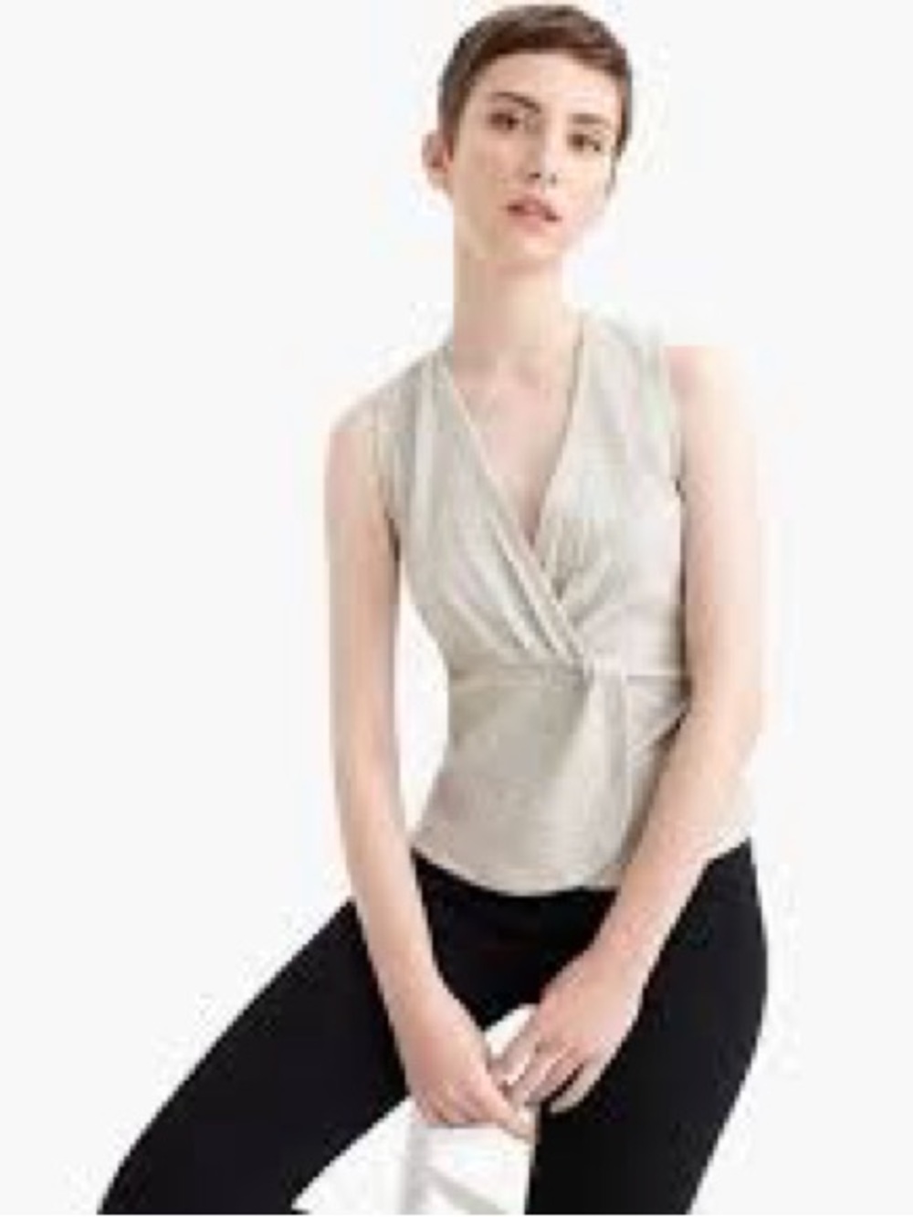 J.Crew 365 boucle tweed knot faux wrap blouse M